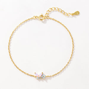 VFS0143 Milky Opal Pink Nano Butterfly Flower Women Bracelet