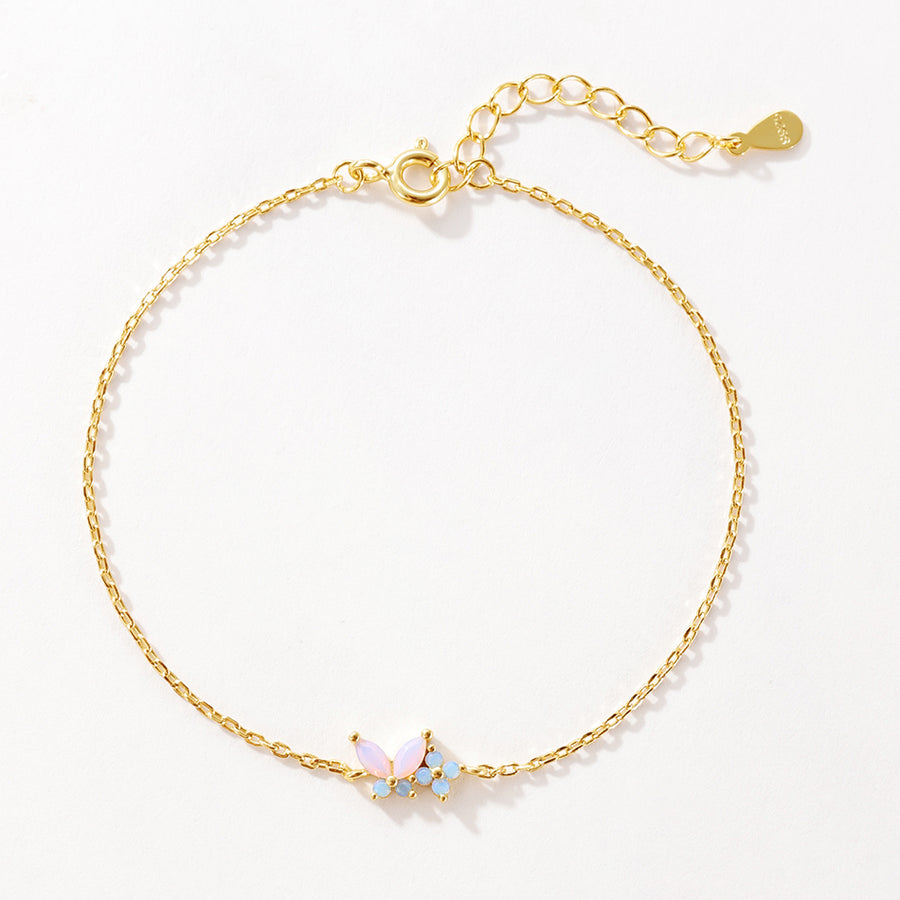 VFS0143 Milky Opal Pink Nano Butterfly Flower Women Bracelet