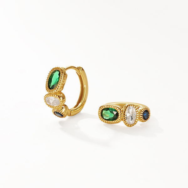 FE3095 Zircon Hoop Earrings