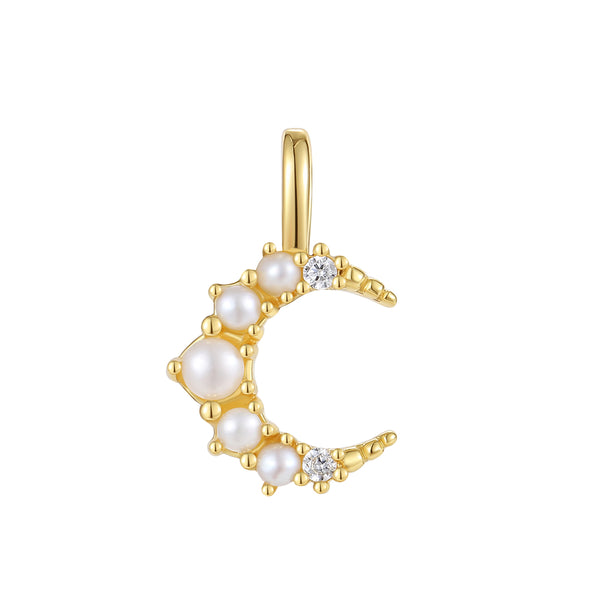 VFD0735 White Bread Pearl Moon Charm