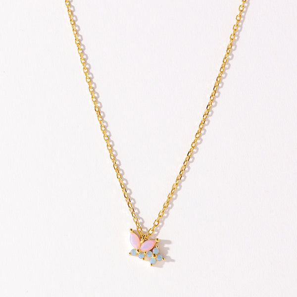 VFX0144 Milky Opal Pink Nano Butterfly Necklace