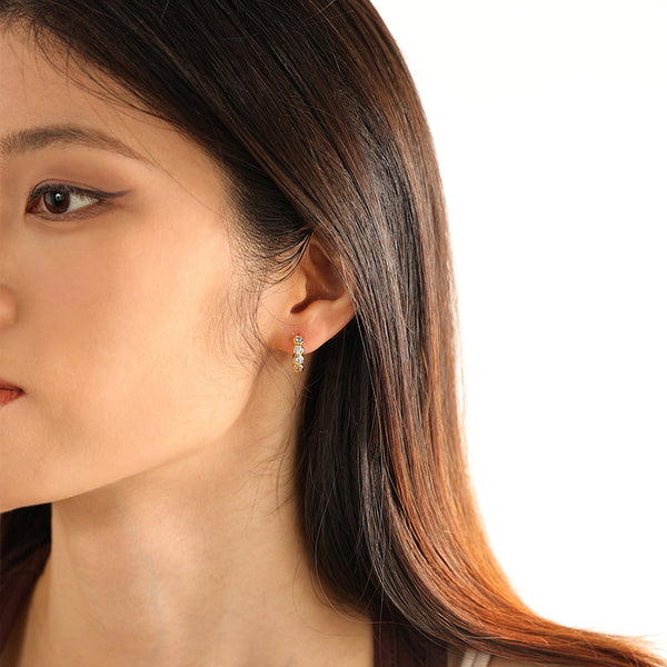 VFE0166 Vintage Bezel Setting Cubic Zirconia Hoops Earring