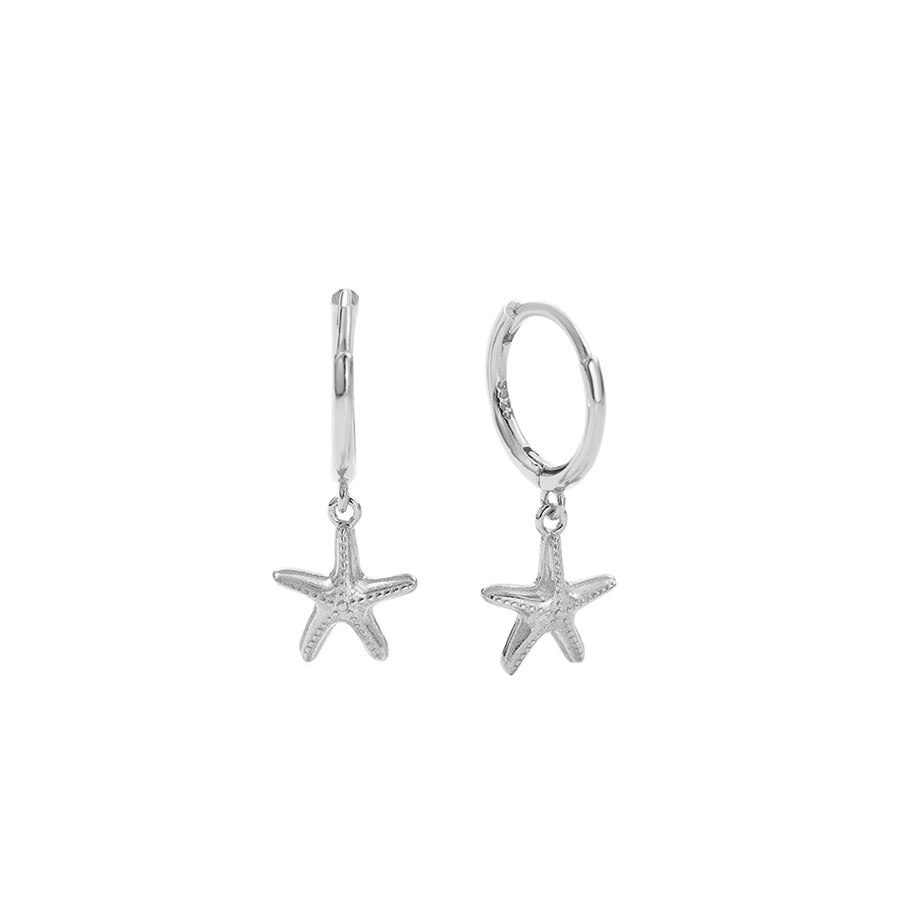 FE2810 925 Sterling Silver Starfish Dangle Earrings
