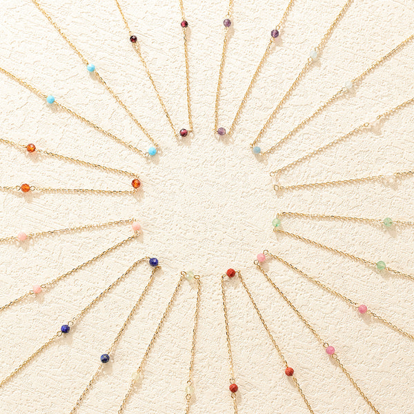 VFX0288 Birthstone Beaded Chain Necklace