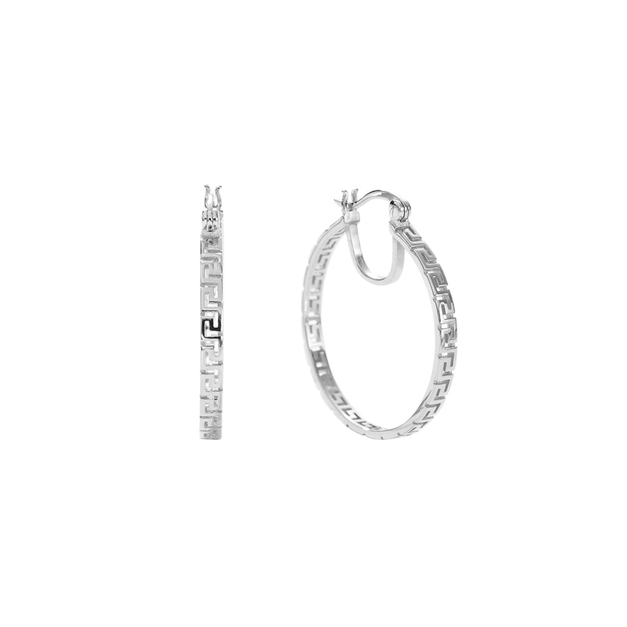 FE2895 925 Sterling Silver Square-edge Hoop Earrings
