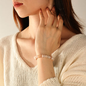 PB0152 925 Sterling Silver Pink Aventurine Beads Bracelet