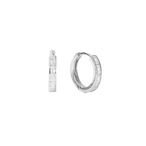 FE2936 925 Sterling Silver Simple CZ Hoop Earring