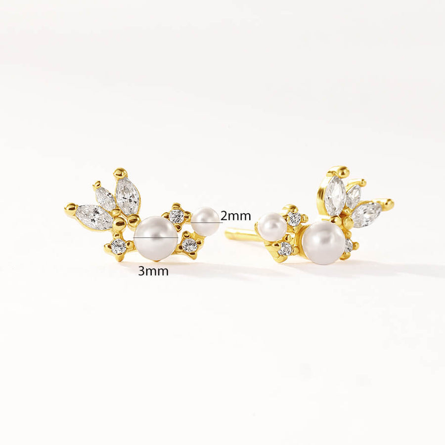 FE3479 Dainty Women CZ Shell Pearl Stud Earring