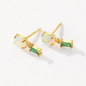 VFE0385 Oval Opal Baguette Zirconia Drop Stud earring