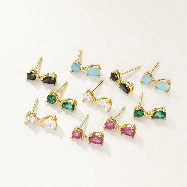 FE2774 925 Sterling Silver Cubic Zirconia Waterdrop Stud Earring