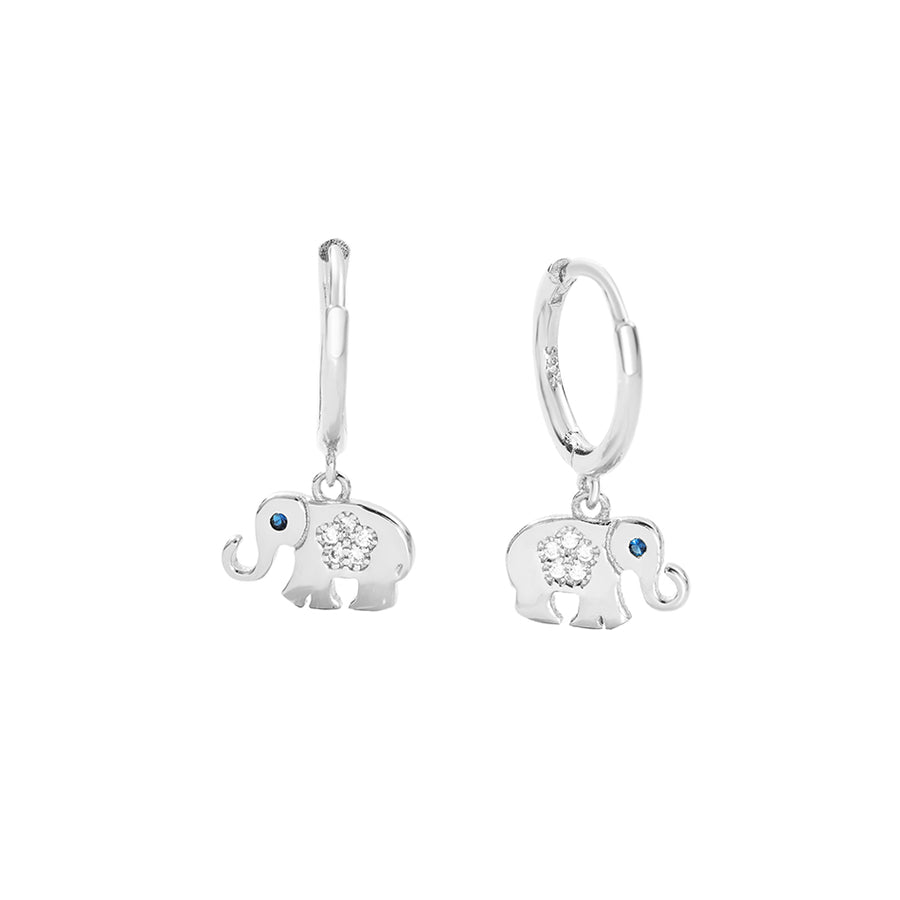 FE2816 925 Sterling Silver Animal Elephant Zircon Dangle Earrings