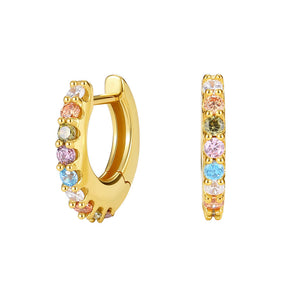 VFE0436 Multicolor  Rainbow CZ Stone Hoop Earrings