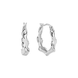FE2822 925 Sterling Silver Twist Huggie Hoop Earrings