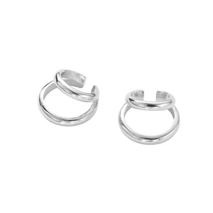 FE2792 925 Sterling Silver Double Circle Ear Cuff