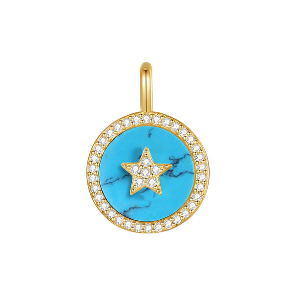 VFD0680 Black Agate Turquoise Star Necklace Pendant