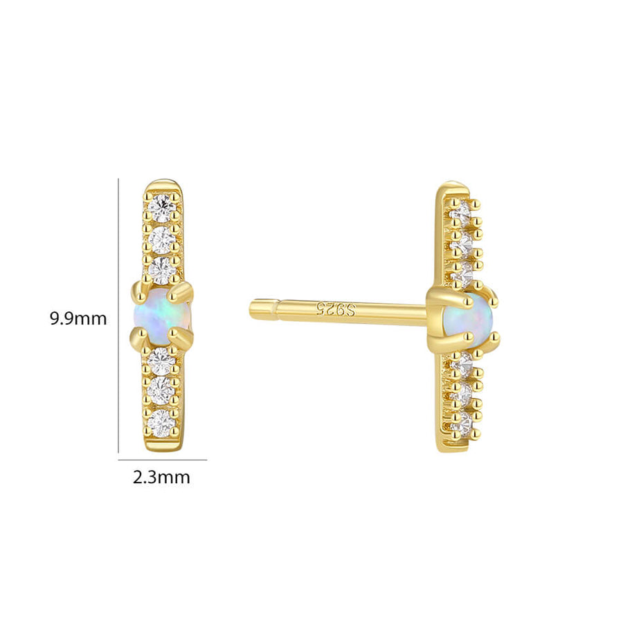 VFE0391 Vertical Bars Mini Stud Earring With Opal CZ