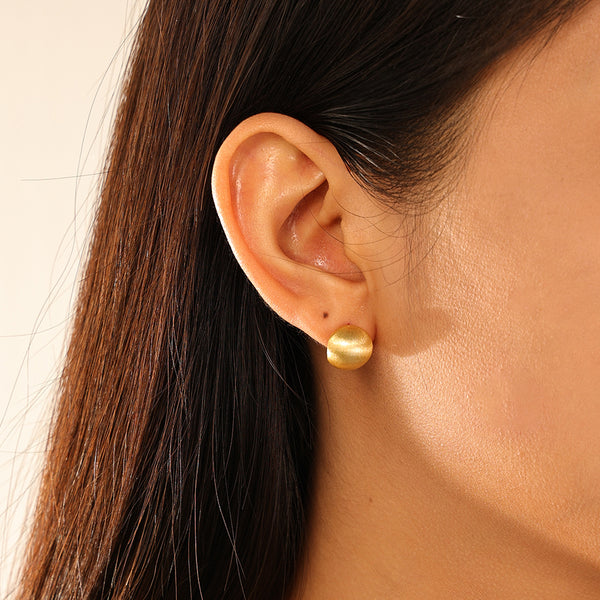 FE2939 925 Sterling Silver Spherical Brushed Frosted Earrings