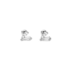 FE2928 925 Sterling Silver V-shaped Screw Piercing Stud Earrings