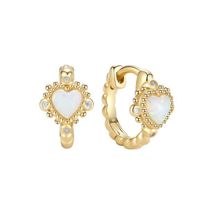 VFE0328 Heart Opal Hoops Earring For Women