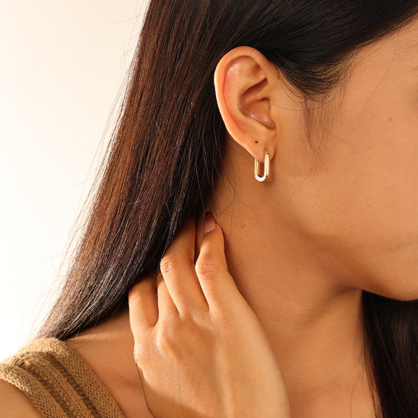 VFE0061 Oval Enamel Hoop Earrings