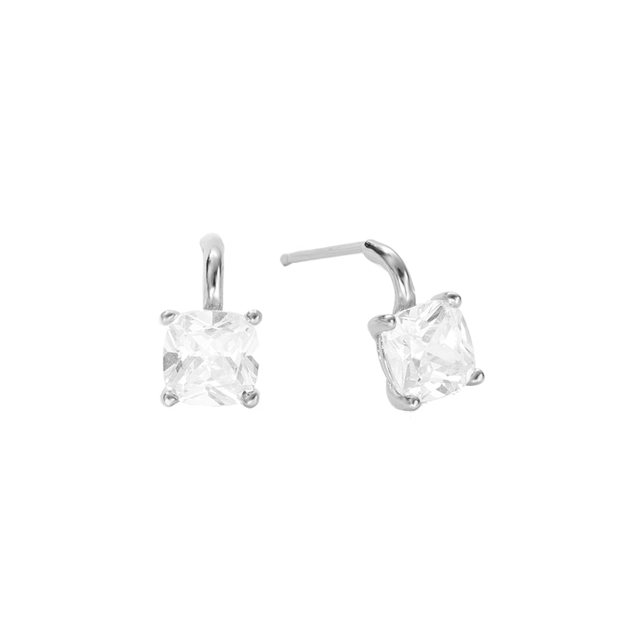 FE2782 925 Sterling Silver Square Cubic Zirconia Earring