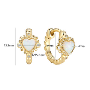 VFE0328 Heart Opal Hoops Earring For Women