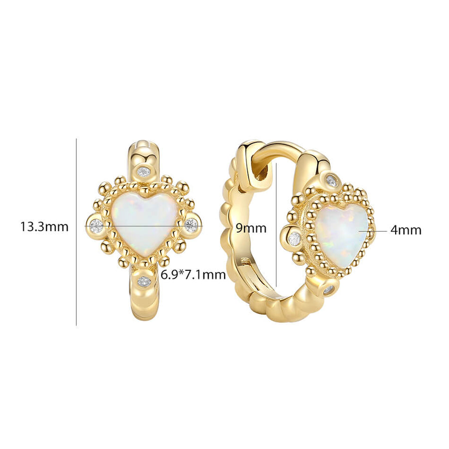 VFE0328 Heart Opal Hoops Earring For Women