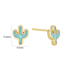 VFE0269 Minimalist Jewelry Opal Stone cactus Mini Stud Earring