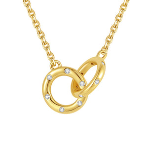 VFX0600 Interlocking Double Circle Pendant Necklace