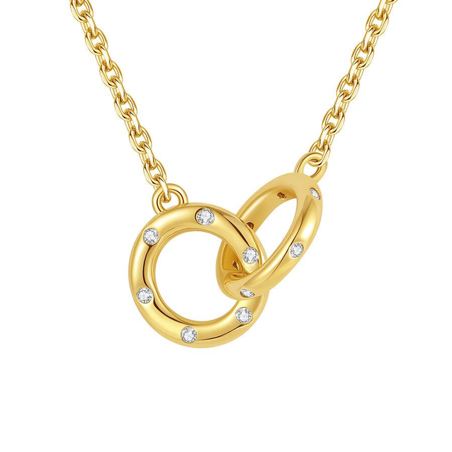 VFX0600 Interlocking Double Circle Pendant Necklace