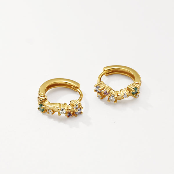 VFE0058 Rainbow CZ Hoop Earrings