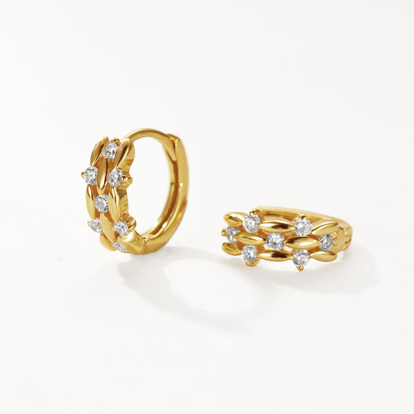 FE3097 Pave Cubic Zirconia Hoop Earring