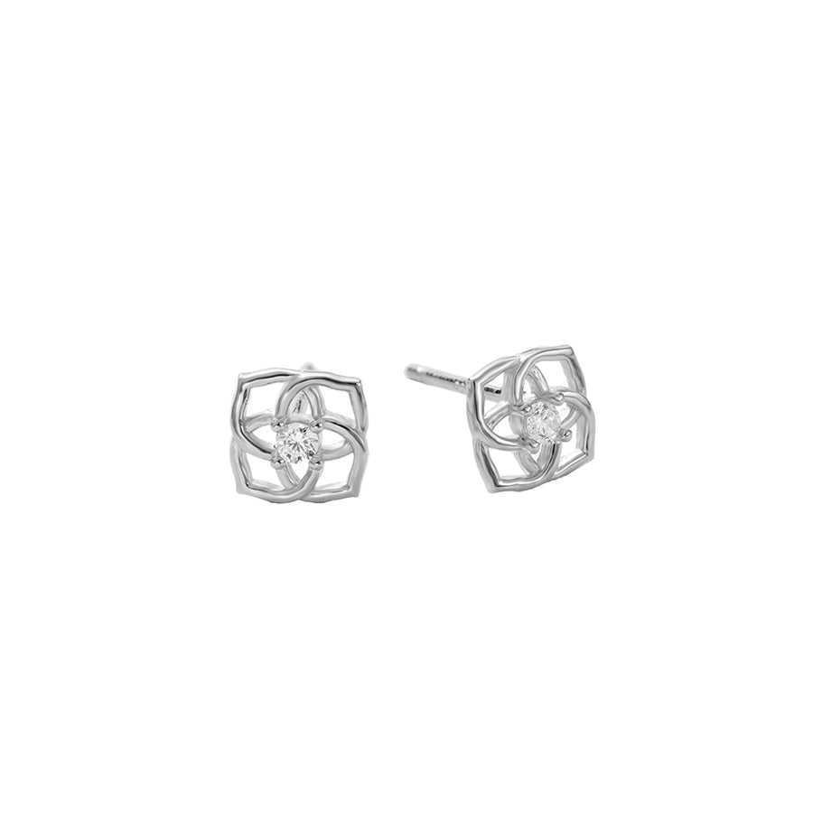 FE2868 925 Sterling Silver CZ Flower Stud Earrings