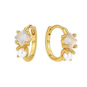 VFE0567 Geometric Square Moonstone Hoop Earring