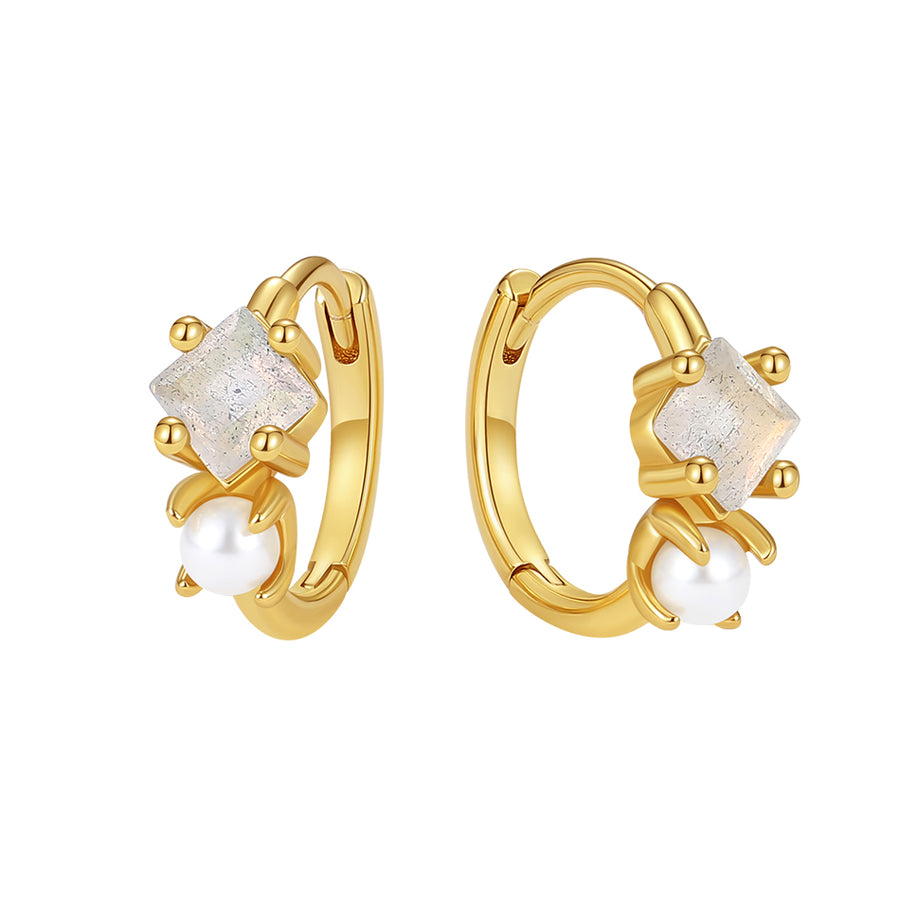 VFE0567 Geometric Square Moonstone Hoop Earring