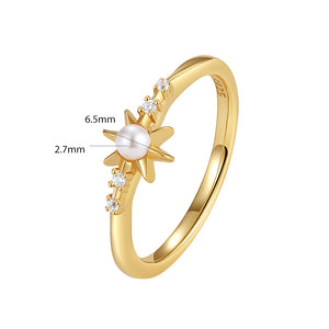 VFJ0444 Sunburst Shell Pearl Band Ring