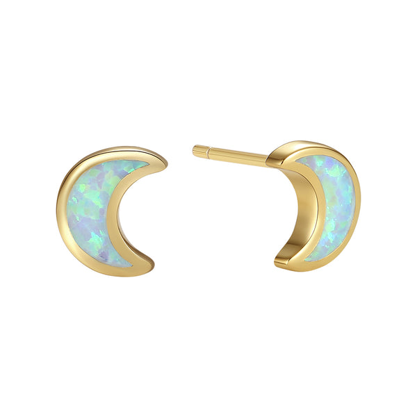 VFE0268 Crescent Moon Opal Stud Earrings