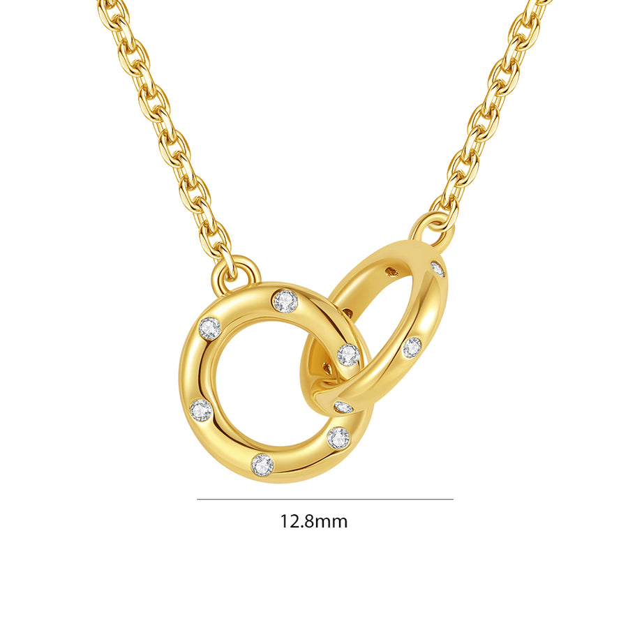 VFX0600 Interlocking Double Circle Pendant Necklace