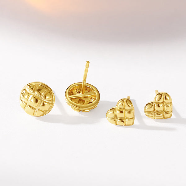 VFE0644 & VFE0645 Heart/Domed 3D Sculptural Stud Earrings