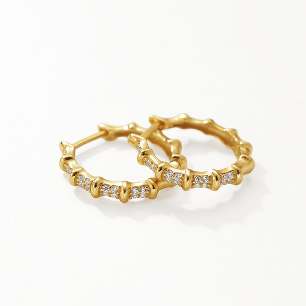 FE3139 Bamboo Zirconia Hoop Earring
