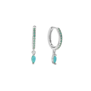 FE2759 Blue Turquoise Colorful Stone Dangle Hoop Earrings
