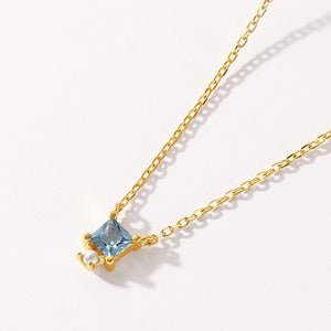 VFX0554 Square Blue Cubic Zirconia Necklace