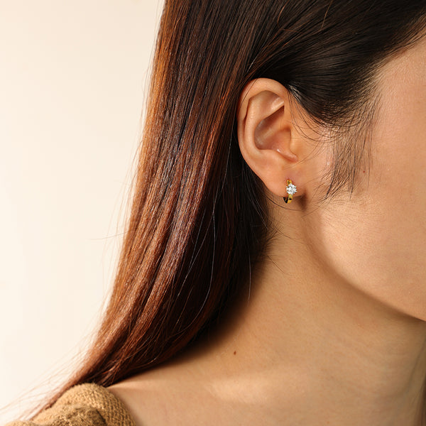 FE2802 925 Sterling Silver Cubic Zirconia Hoop Earring