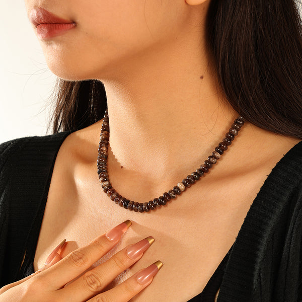 PN0193 925 Sterling Silver Natural Stone Charm Beaded Necklaces