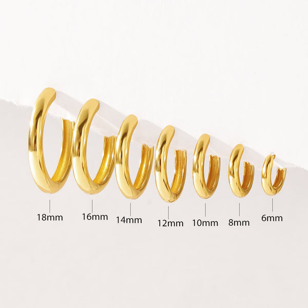 FE3480 Simple High Polish Huggie Hoop Earring