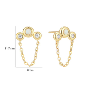 VFE0368 CZ & Opal Chain Piercing Studs Earring