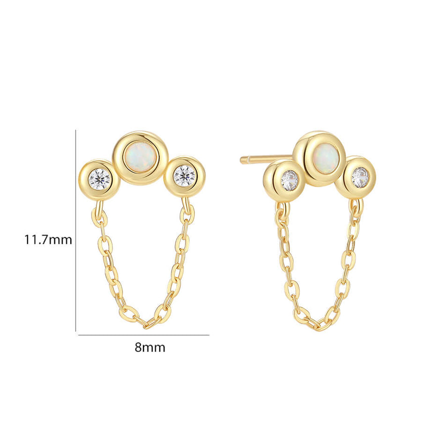 VFE0368 CZ & Opal Chain Piercing Studs Earring