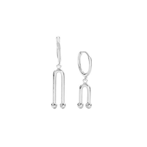 FE2711 925 Sterling Silver Asymmetric Geometric Hoop Earrings