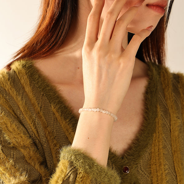 PB0122 Pink Crystal Charm Beaded Bracelets