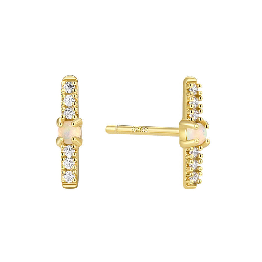 VFE0391 Vertical Bars Mini Stud Earring With Opal CZ